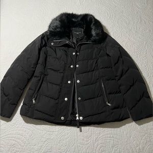 Black Talbots winter jacket with removable faux fur collar. Size Small petite.